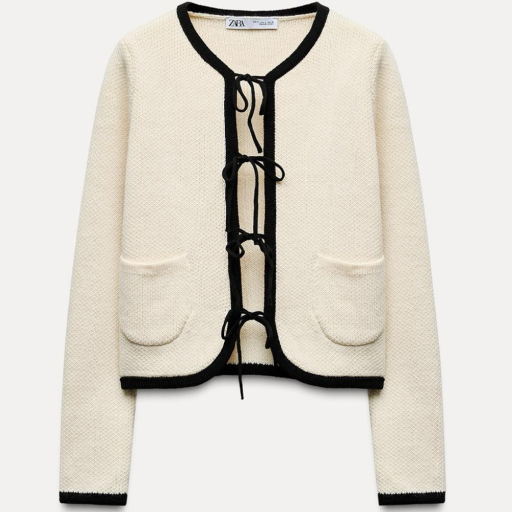 ZARA KNIT CARDIGAN WITH TIES